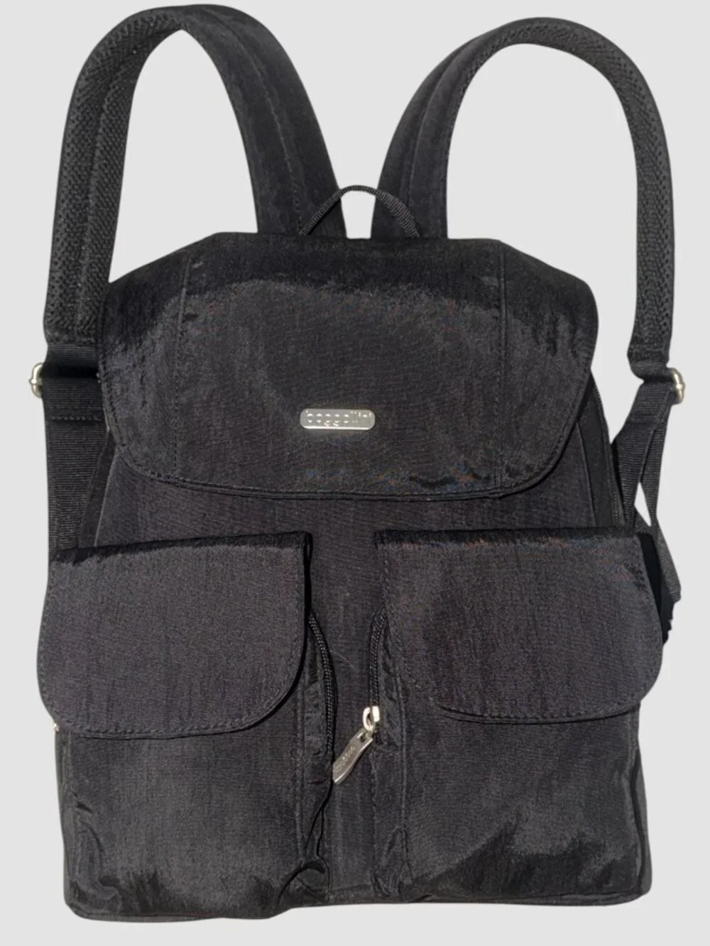 Baggallini Mission Backpack Black Water-Resistant Nylon Travel Bag Tablet Sleeve